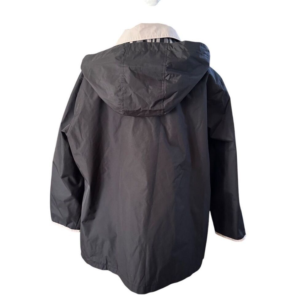Mackintosh Black Hooded Raincoat Mid-Length Casual Women's Size Petite XL - Picture 7 of 14